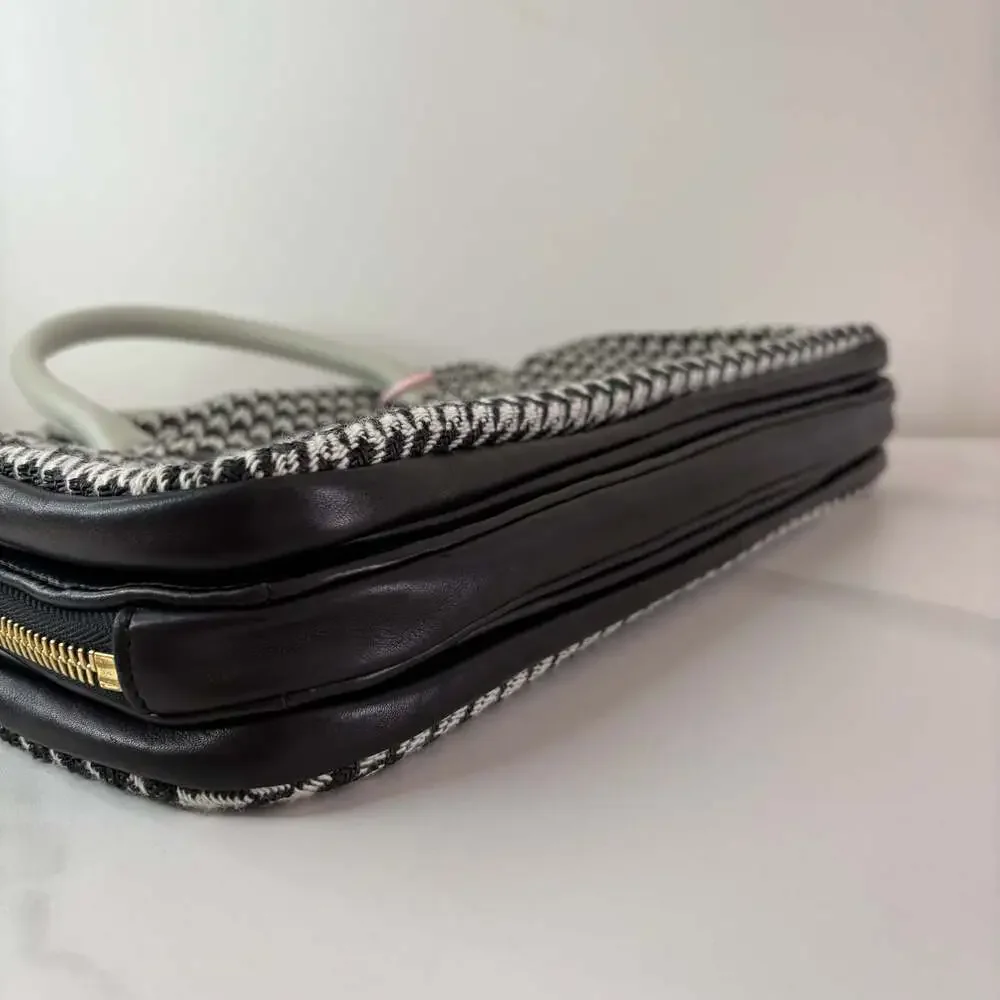 Chloe Black and White Houndstooth Wool Briefcase Bag